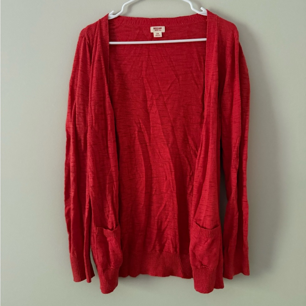 Red Coral Pink Mossimo Size Large Button Down Cardigan with Pockets
